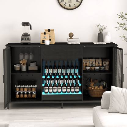 Long Bar Cabinet with Rack