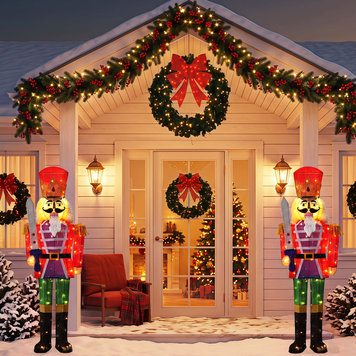Warm White Glowing Soldier Nutcracker with 100 Lights
