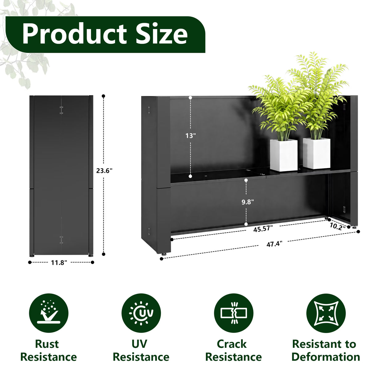 Metal Tall Rectangular Planter