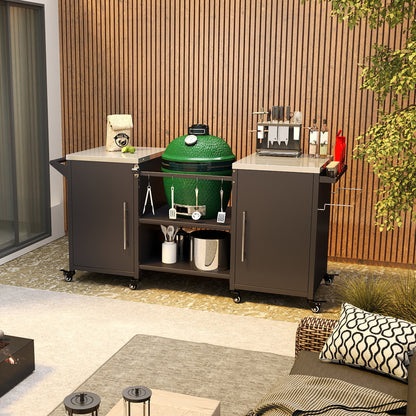 Outdoor Grill Table with Storage Cabinet