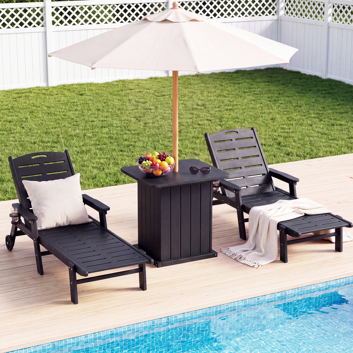 Outdoor Umbrella Side Table with Umbrella Hole