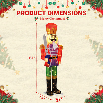 Warm White Glowing Soldier Nutcracker with 100 Lights