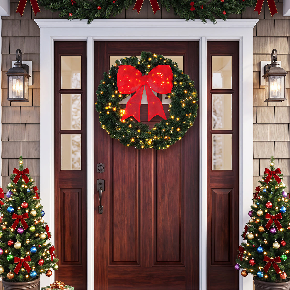 36" Outdoor Christmas Wreath PVC with LED Lights