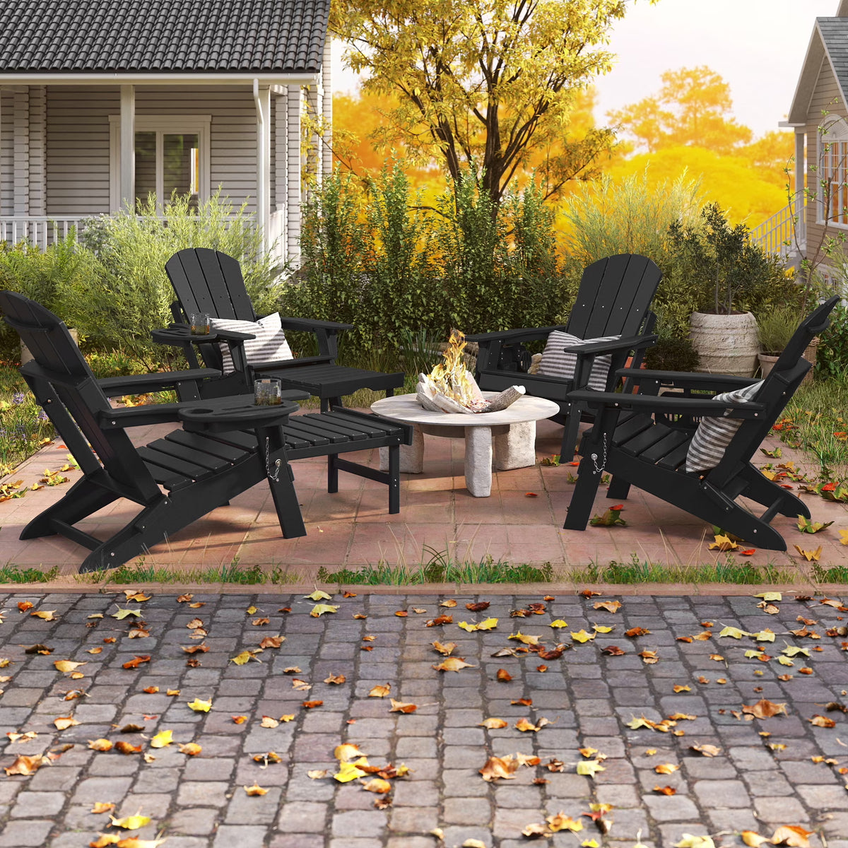 All-Weather Adjustable Adirondack Chair with Ottoman