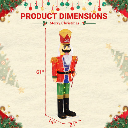 Warm White Glowing Soldier Nutcracker with 100 Lights
