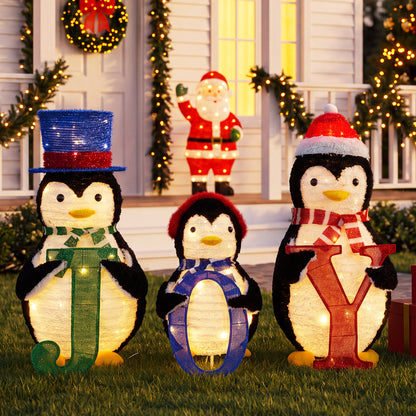 3-Piece Outdoor Lighted Christmas Penguin Family