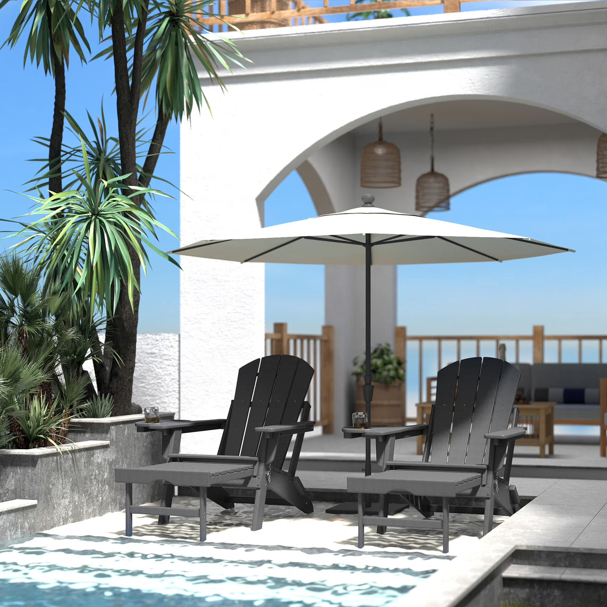 All-Weather Adjustable Adirondack Chair with Ottoman