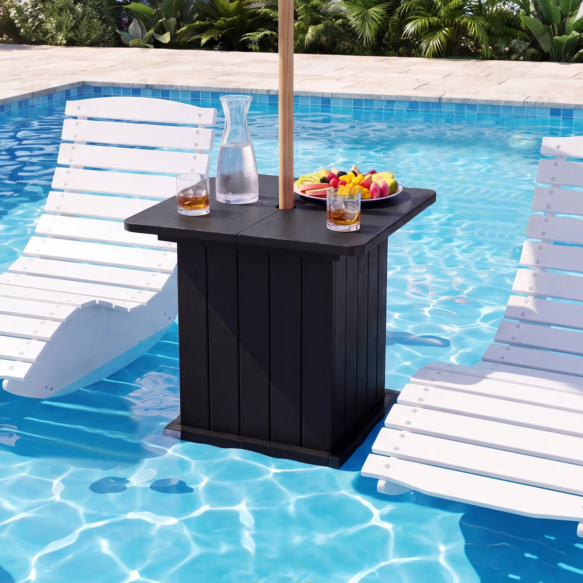 Outdoor Umbrella Side Table with Umbrella Hole