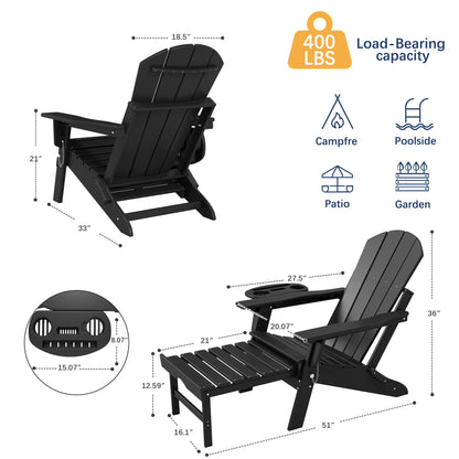 All-Weather Adjustable Adirondack Chair with Ottoman