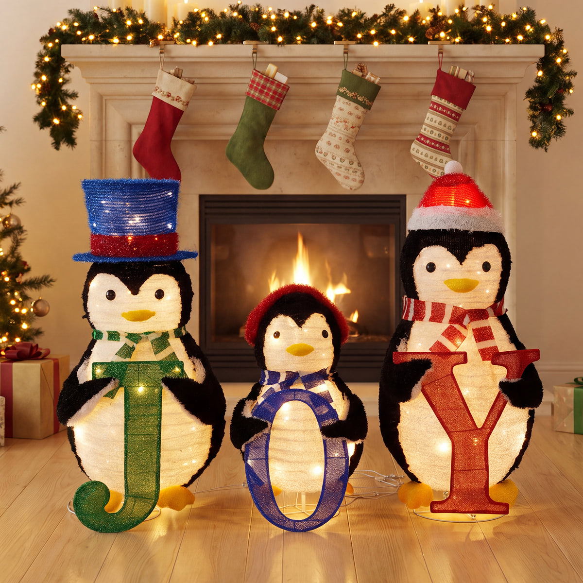 3-Piece Outdoor Lighted Christmas Penguin Family