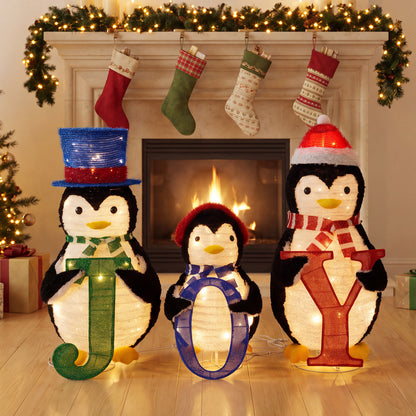 3-Piece Outdoor Lighted Christmas Penguin Family