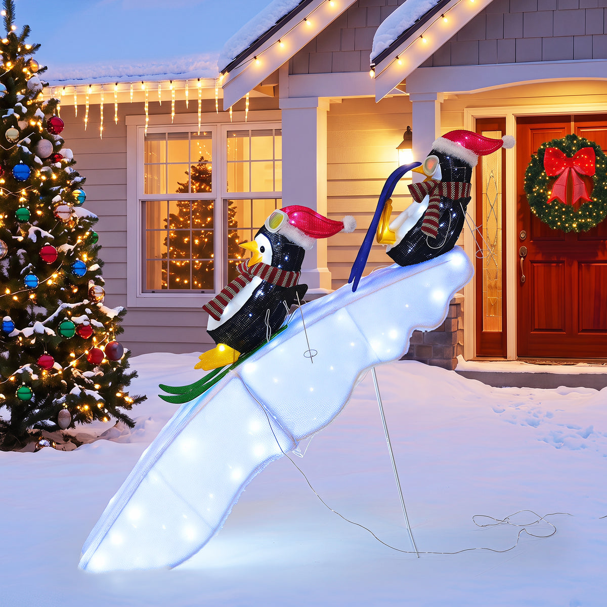 Penguin Sled Christmas Light
