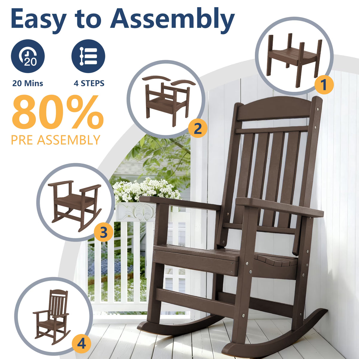 Modern HDPE Patio Rocking Chairs