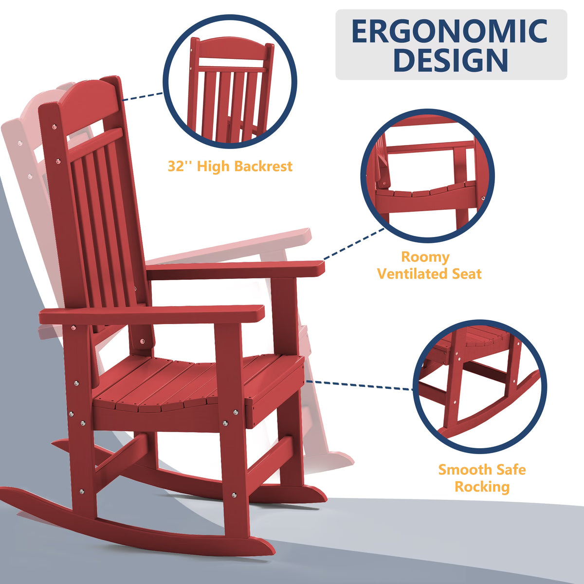 Modern HDPE Patio Rocking Chairs