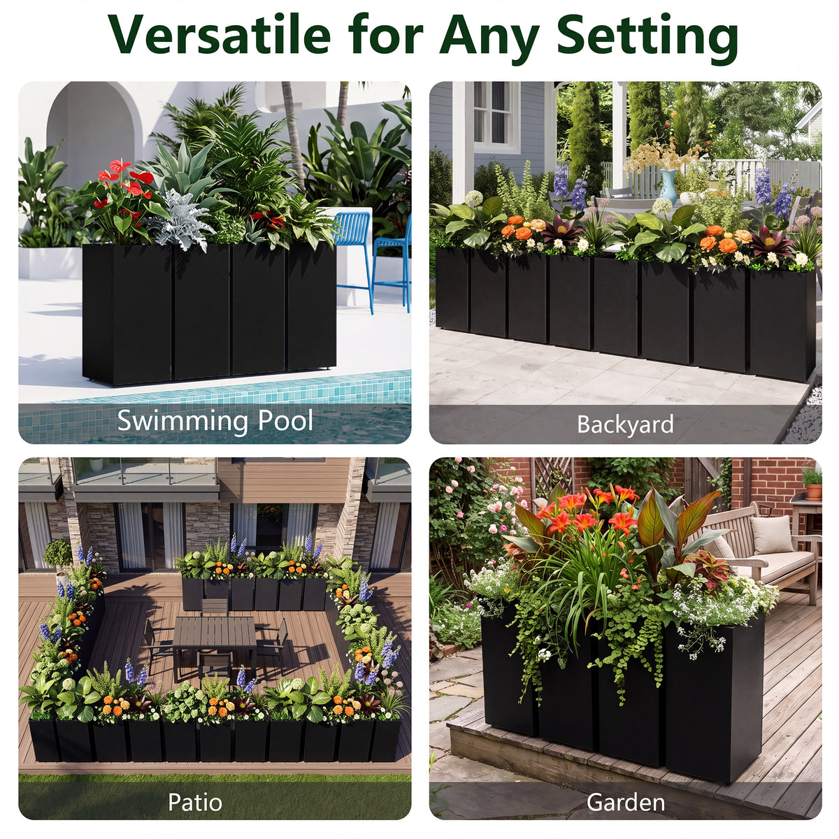 Metal Tall Rectangular Planter