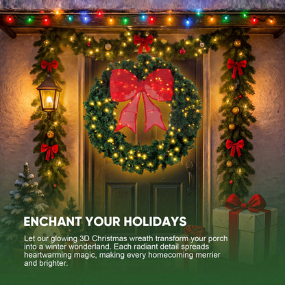 36" Outdoor Christmas Wreath PVC with LED Lights