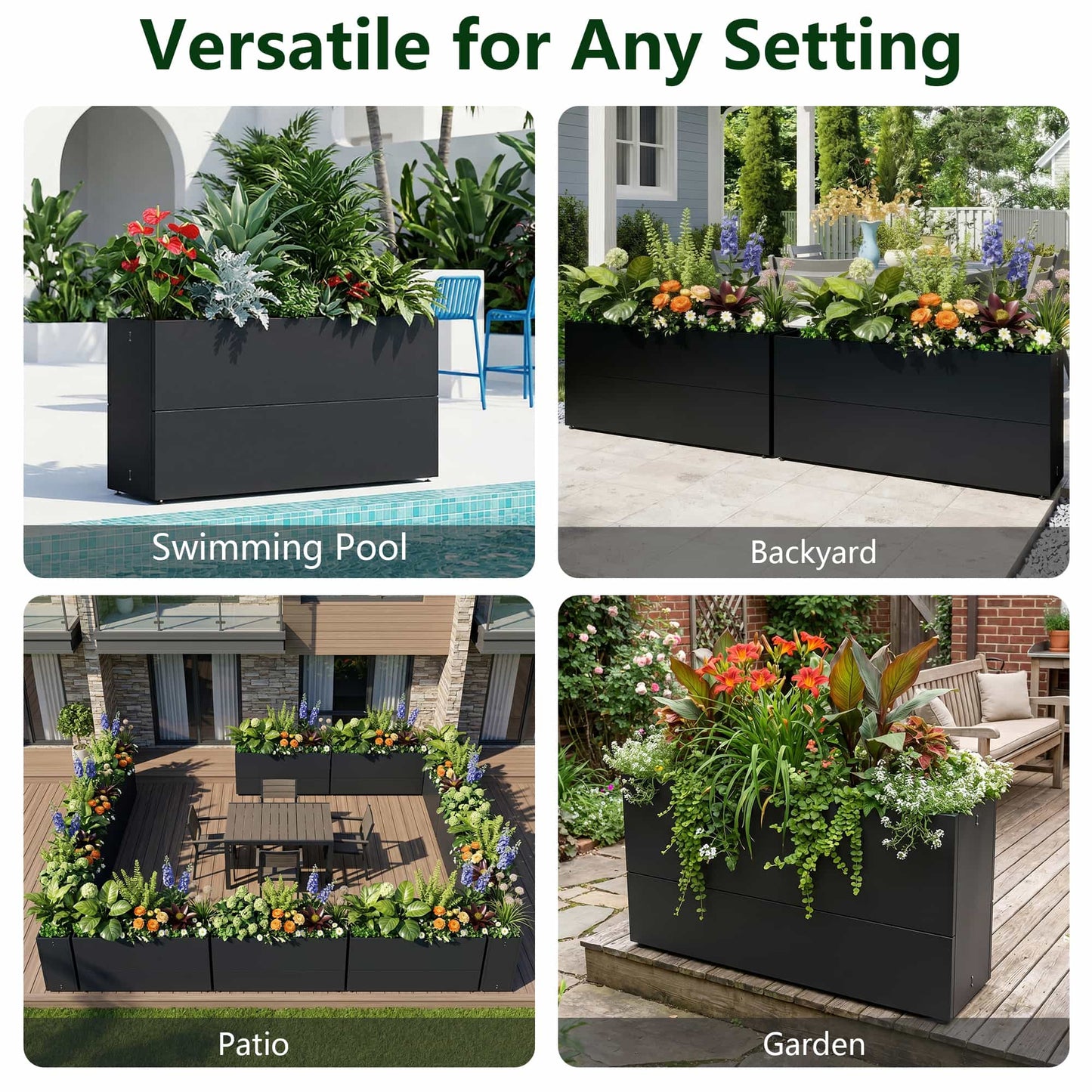 Metal Tall Rectangular Planter