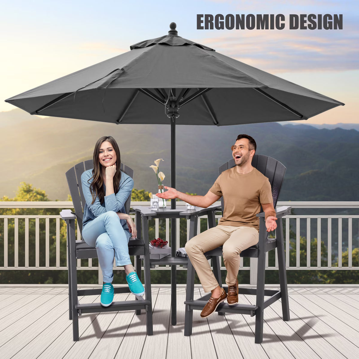 Backyard HDPE Tall Adirondack Chairs Set
