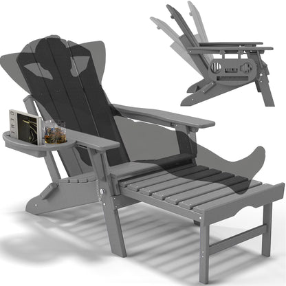 All-Weather Adjustable Adirondack Chair with Ottoman