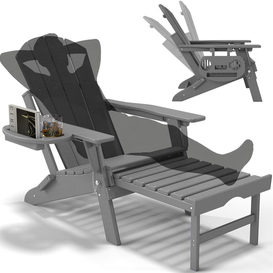 All-Weather Adjustable Adirondack Chair with Ottoman