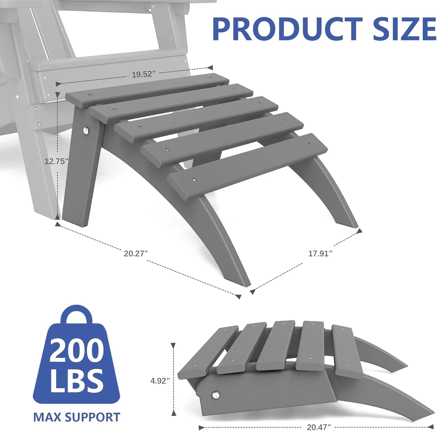 All-Weather Folding Adirondack chair Ottoman Foowin