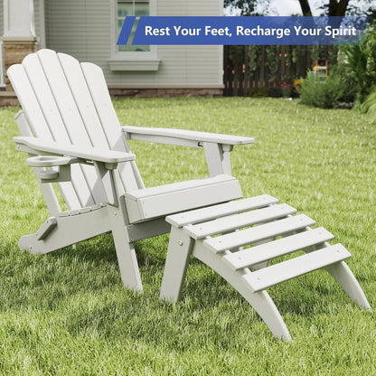 All-Weather Folding Adirondack chair Ottoman Foowin