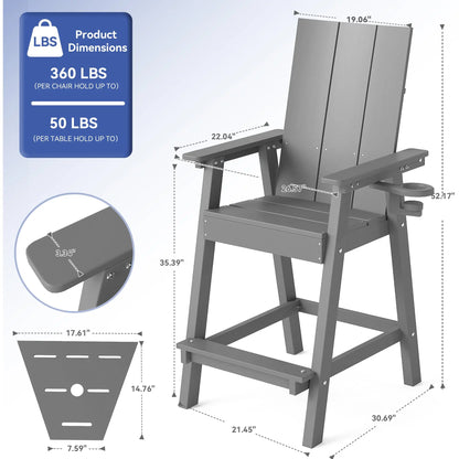 All-Weather Tall Adirondack Counter Chair – Premium Black Adirondack Chairs for Outdoor Comfort Foowin