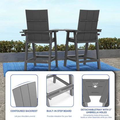 All-Weather Tall Adirondack Counter Chair – Premium Black Adirondack Chairs for Outdoor Comfort Foowin