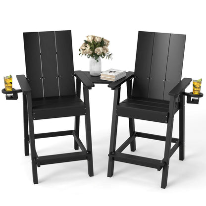 All-Weather Tall Adirondack Counter Chair – Premium Black Adirondack Chairs for Outdoor Comfort Foowin