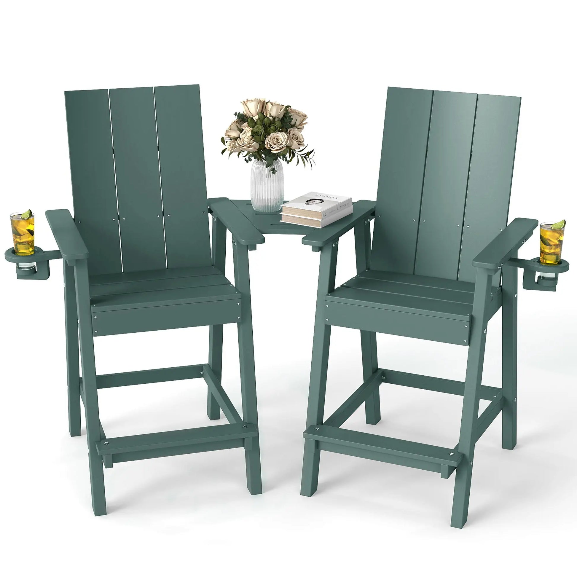 All-Weather Tall Adirondack Counter Chair – Premium Black Adirondack Chairs for Outdoor Comfort Foowin