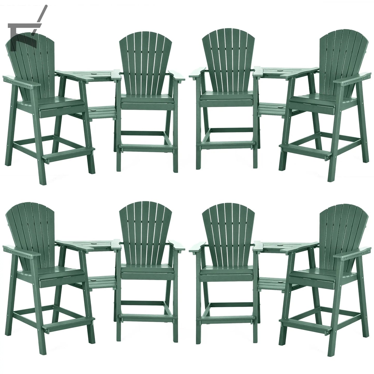 Backyard HDPE Tall Adirondack Chairs Set Foowin
