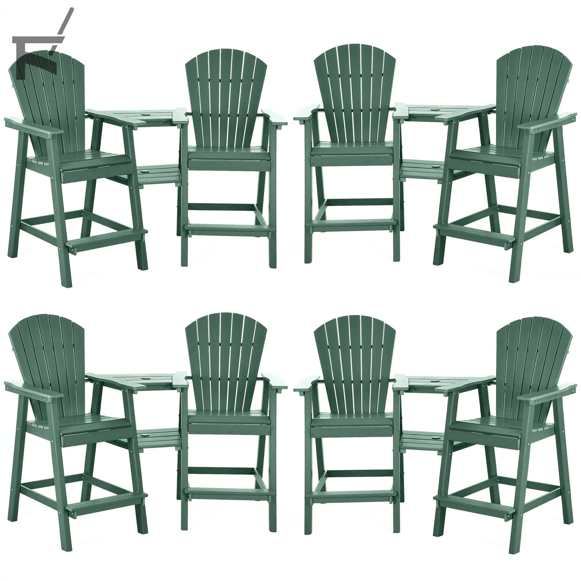 Backyard HDPE Tall Adirondack Chairs Set Foowin