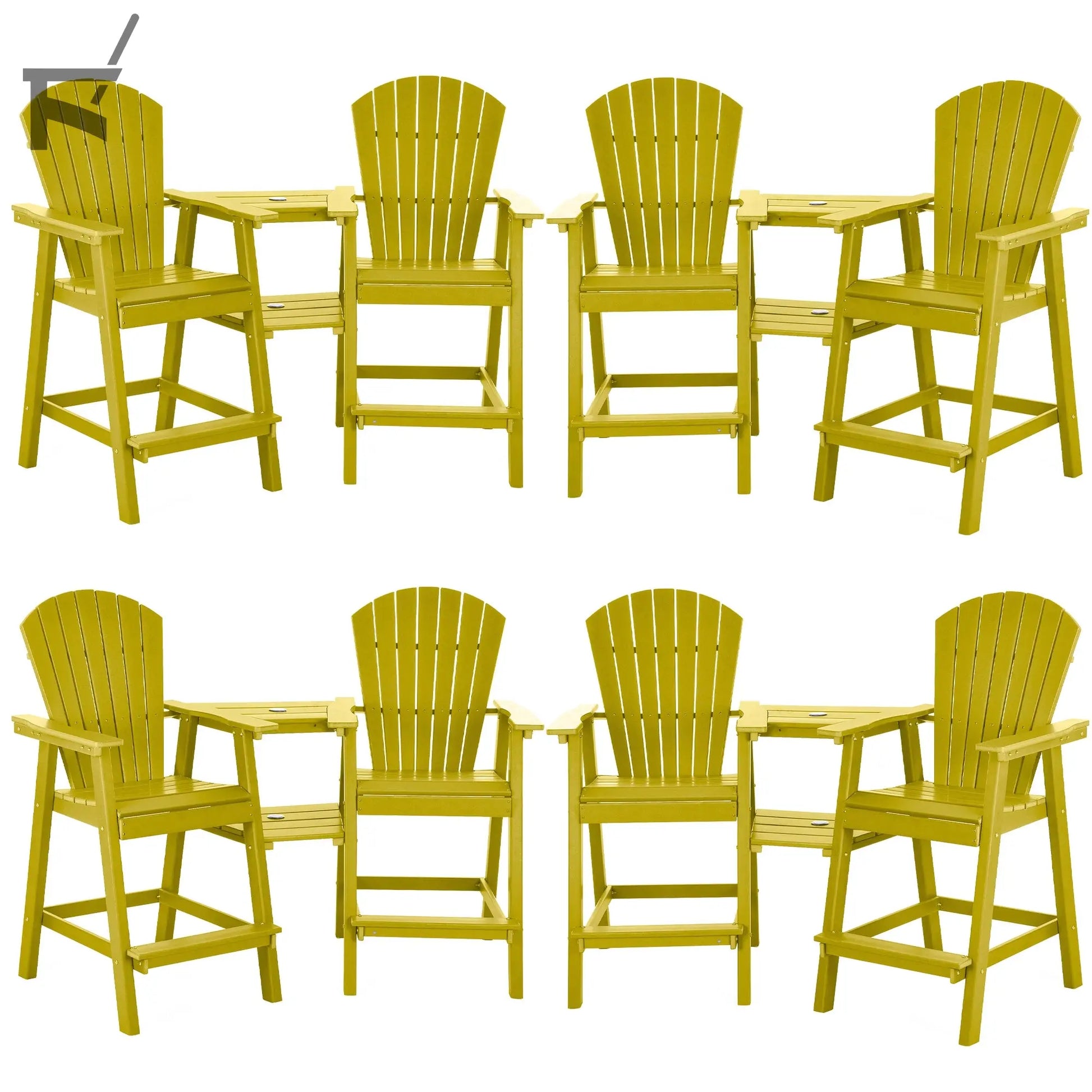 Backyard HDPE Tall Adirondack Chairs Set Foowin
