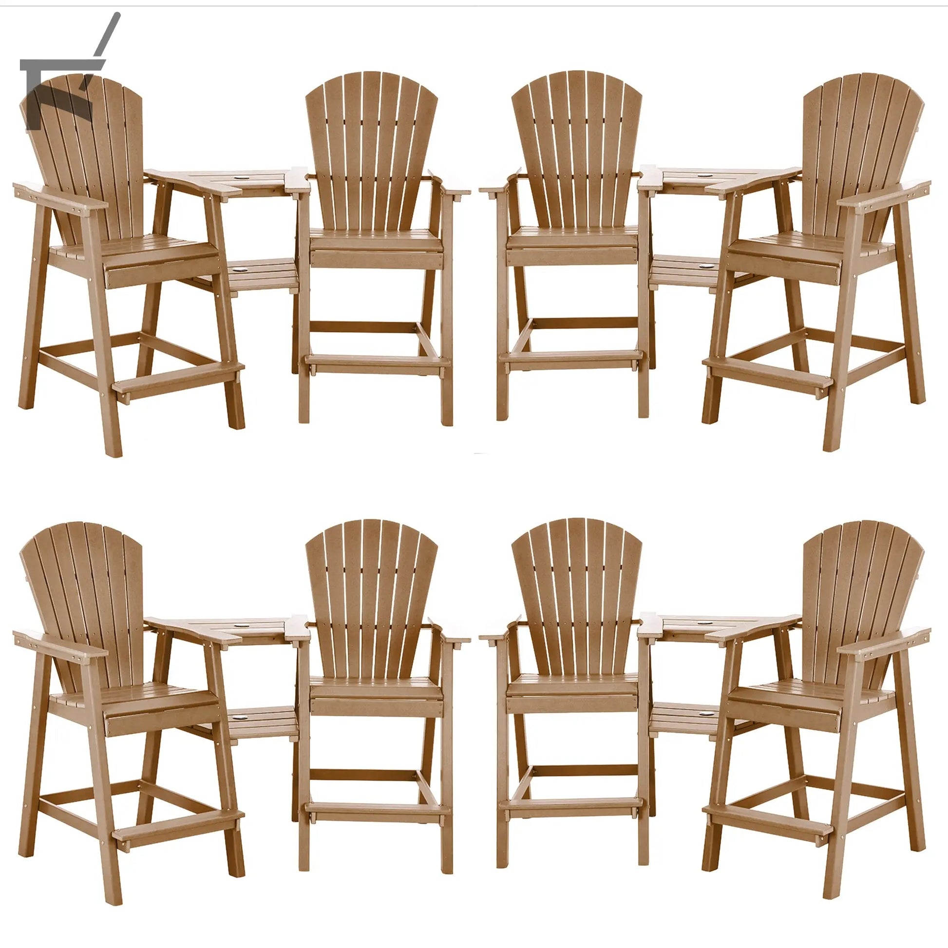 Backyard HDPE Tall Adirondack Chairs Set Foowin