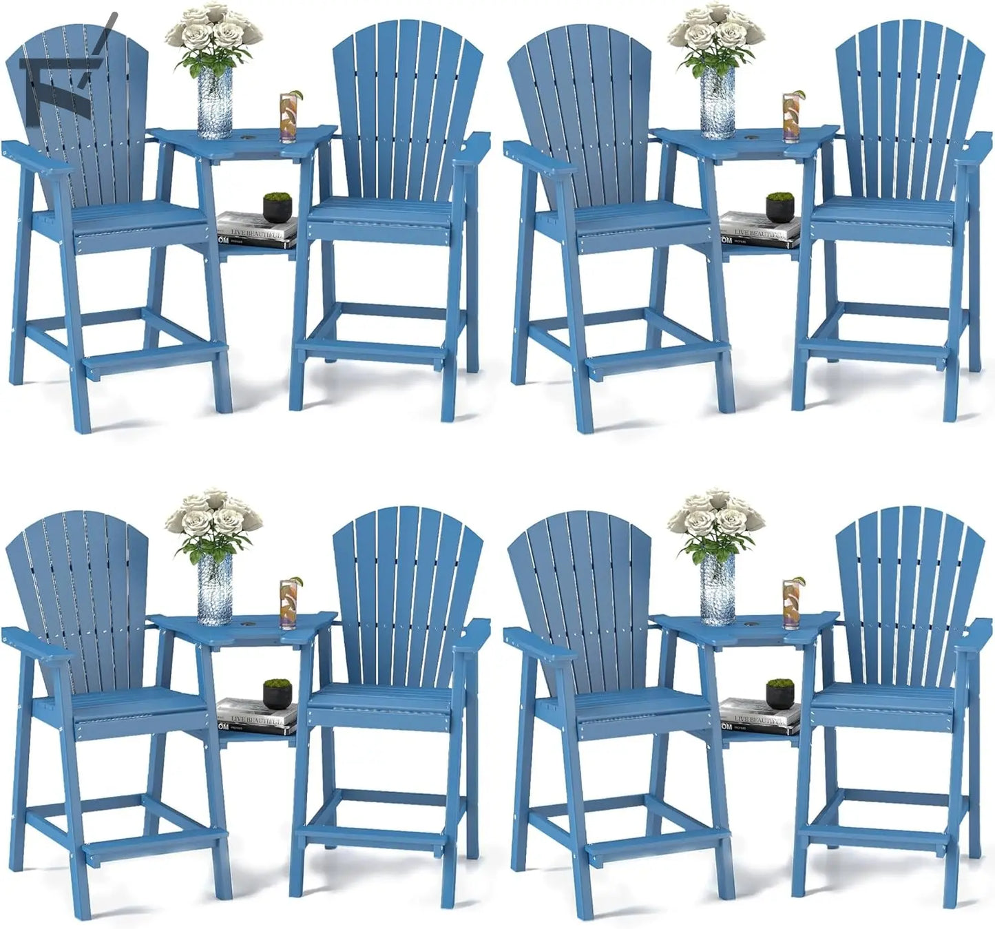 HDPE Tall Adirondack Chairs Set Foowin
