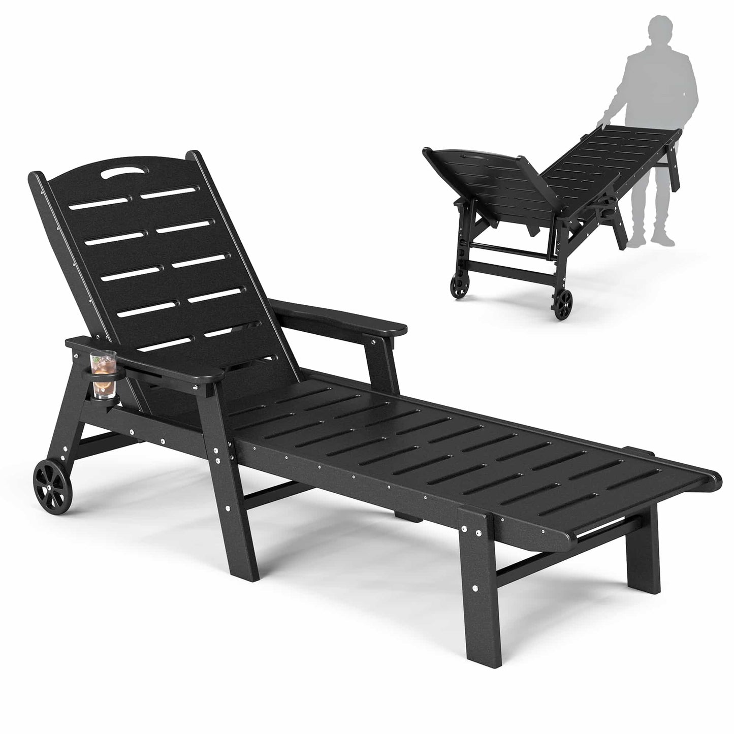 Chaise Lounge Chair Set with Wheels – Foowin