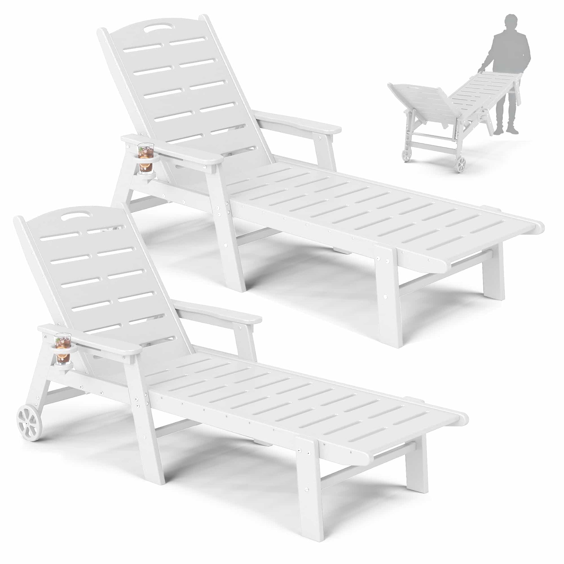 Chaise Lounge Chair Set with Wheels – Foowin