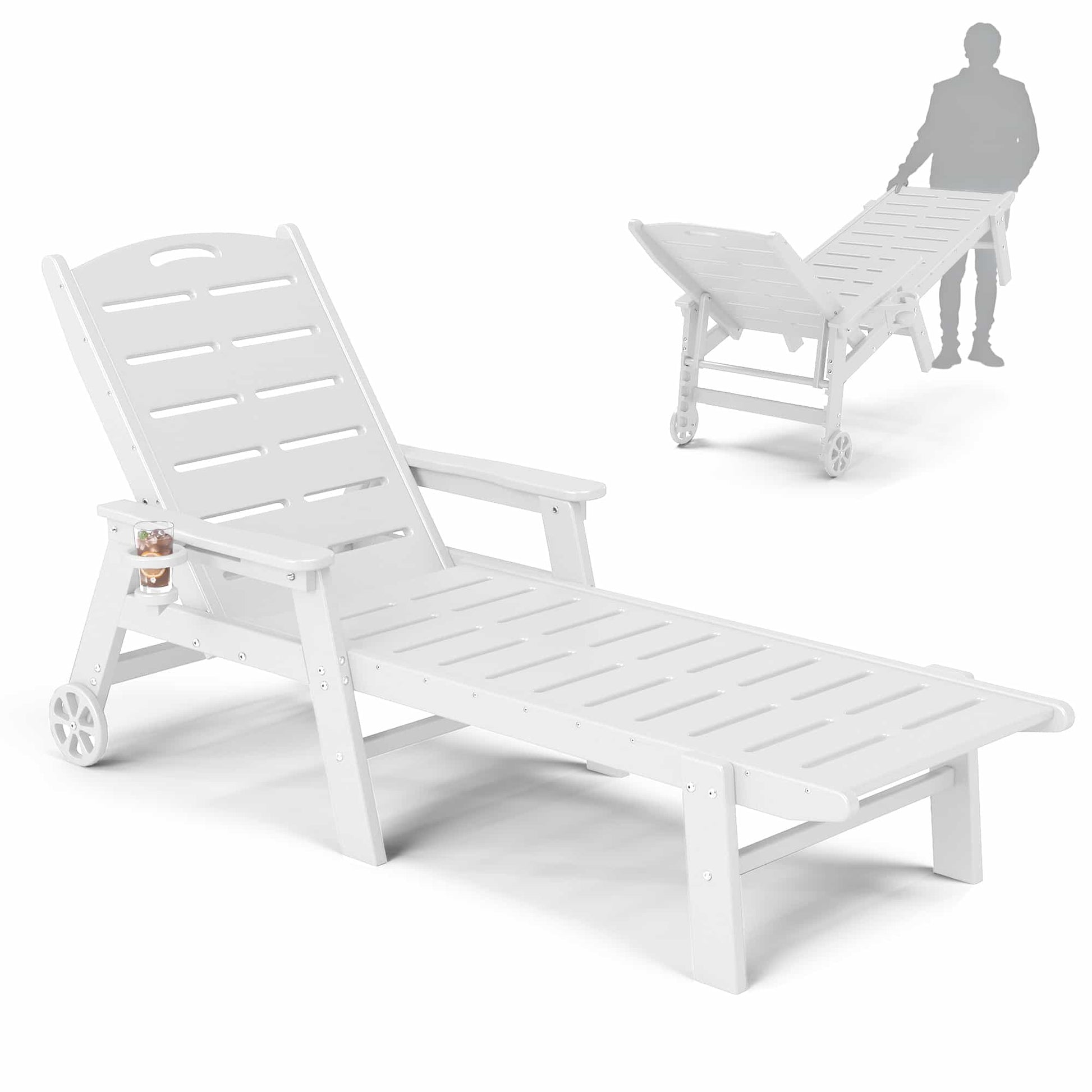 Chaise Lounge Chair Set with Wheels – Foowin