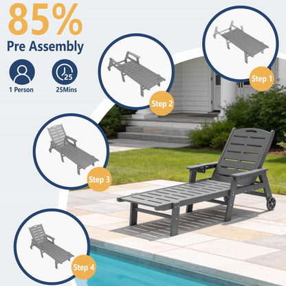 Chaise Lounge Chair Set with Wheels – Foowin