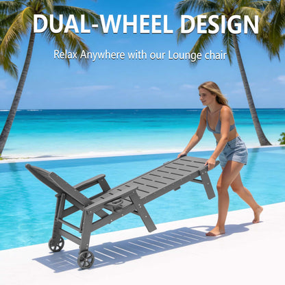 Chaise Lounge Chair Set with Wheels – Foowin