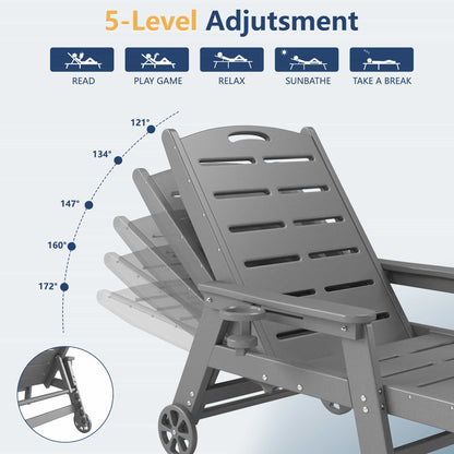 Chaise Lounge Chair Set with Wheels – Foowin