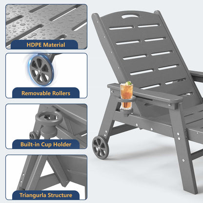 Chaise Lounge Chair Set with Wheels – Foowin