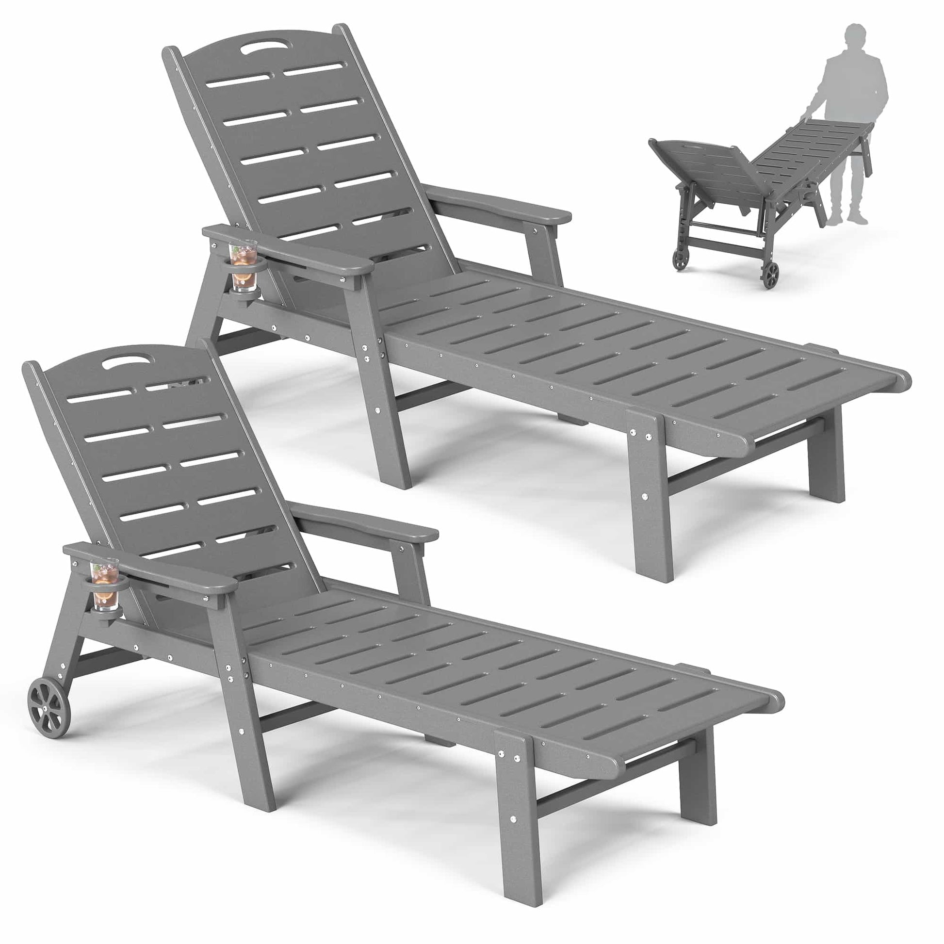 Chaise Lounge Chair Set with Wheels – Foowin