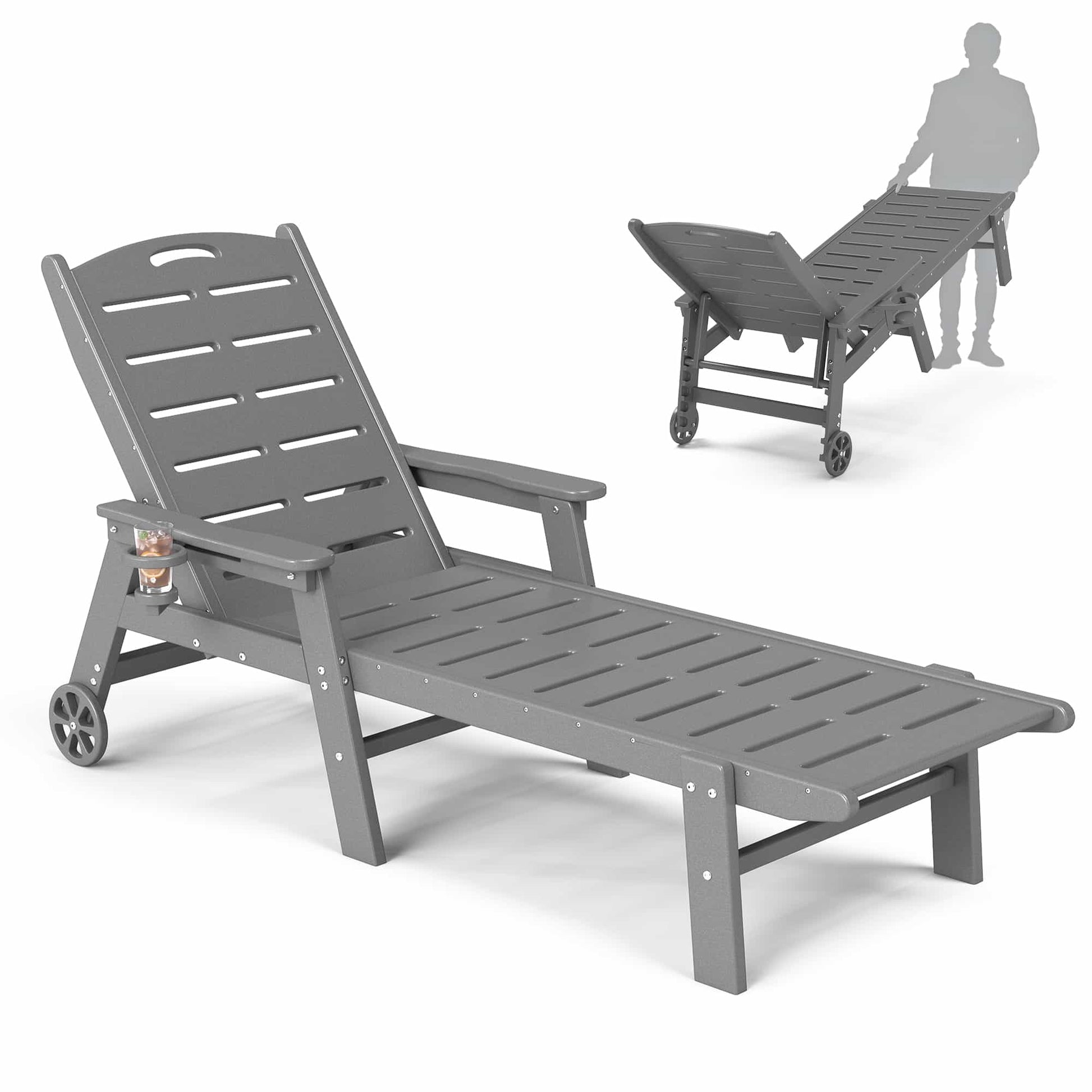 Chaise Lounge Chair Set with Wheels – Foowin