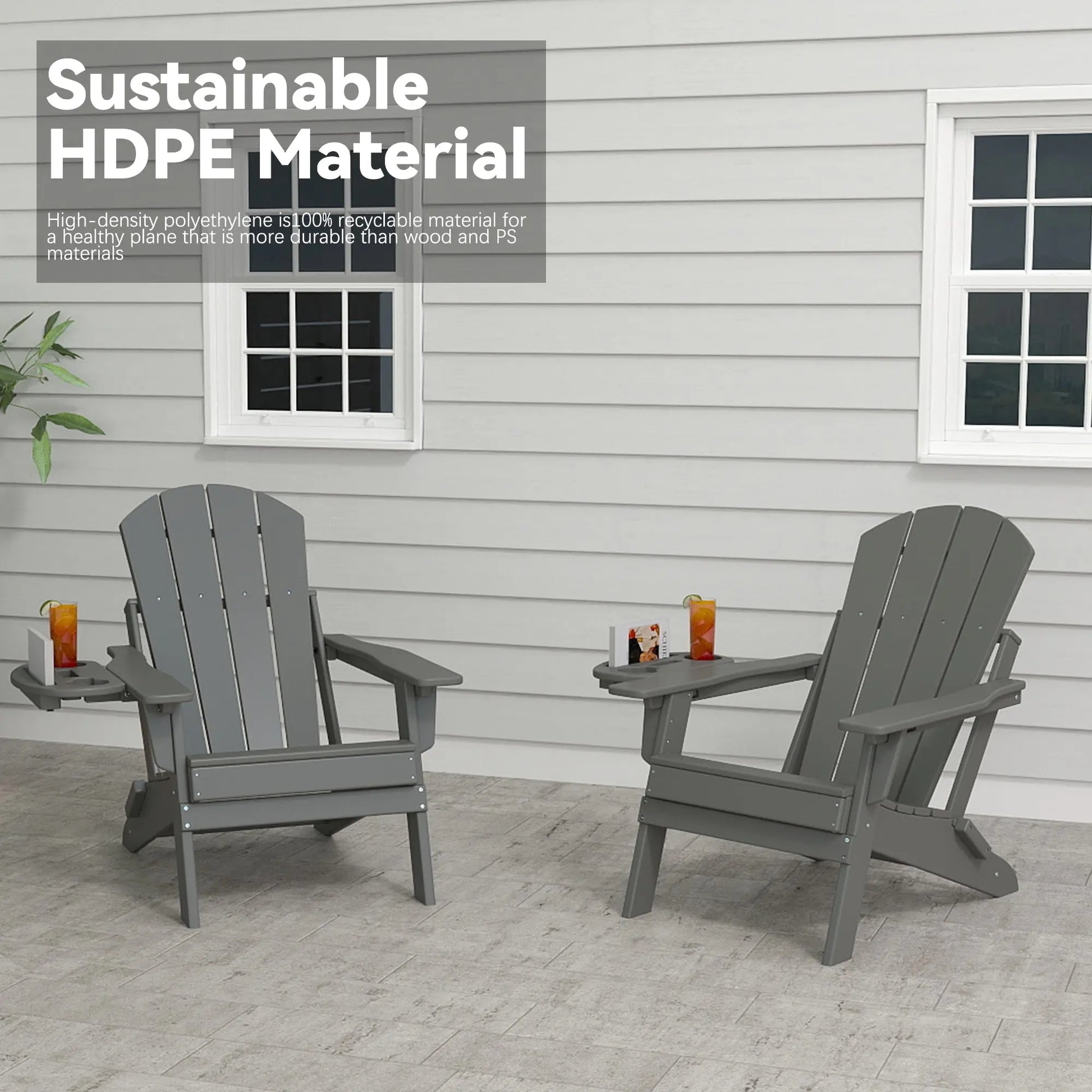 Classic Adirondack Chair with Adjustable Backrest Foowin