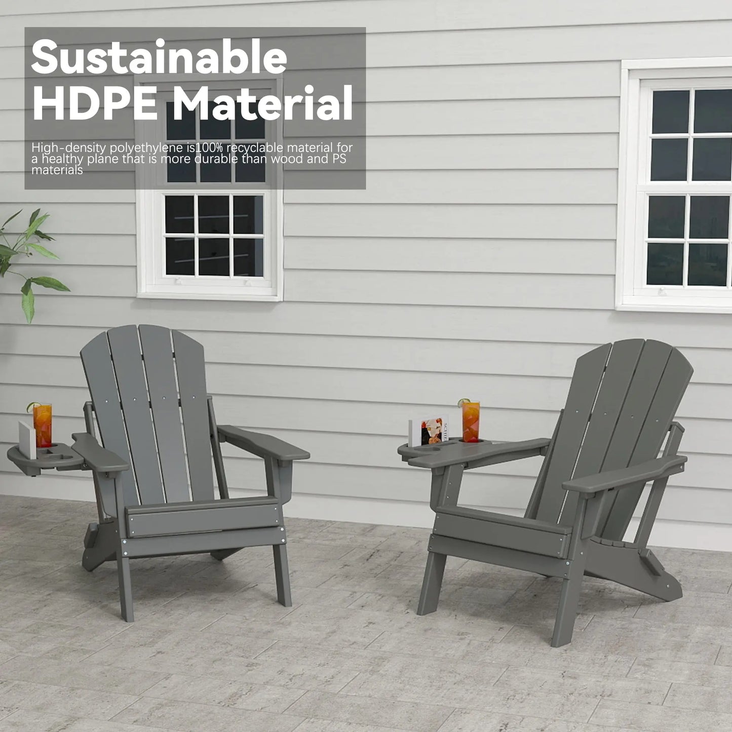 Classic Adirondack Chair with Adjustable Backrest Foowin
