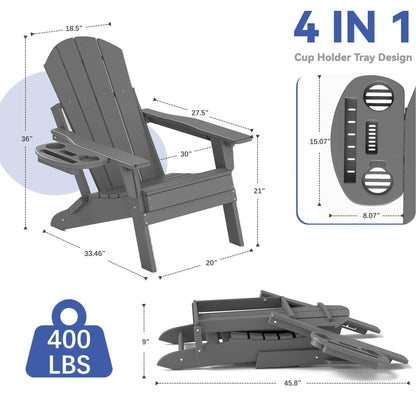 Classic Adirondack Chair with Adjustable Backrest Foowin