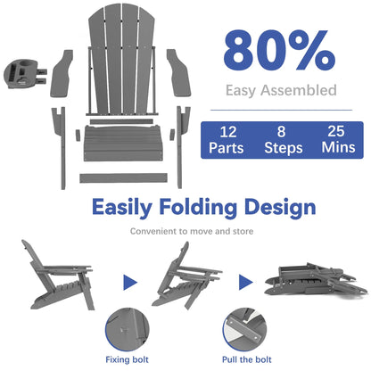 Classic Adirondack Chair with Adjustable Backrest Foowin