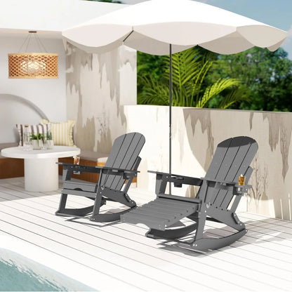 Classic Adirondack Rocking Chair with Ottoman Foowin