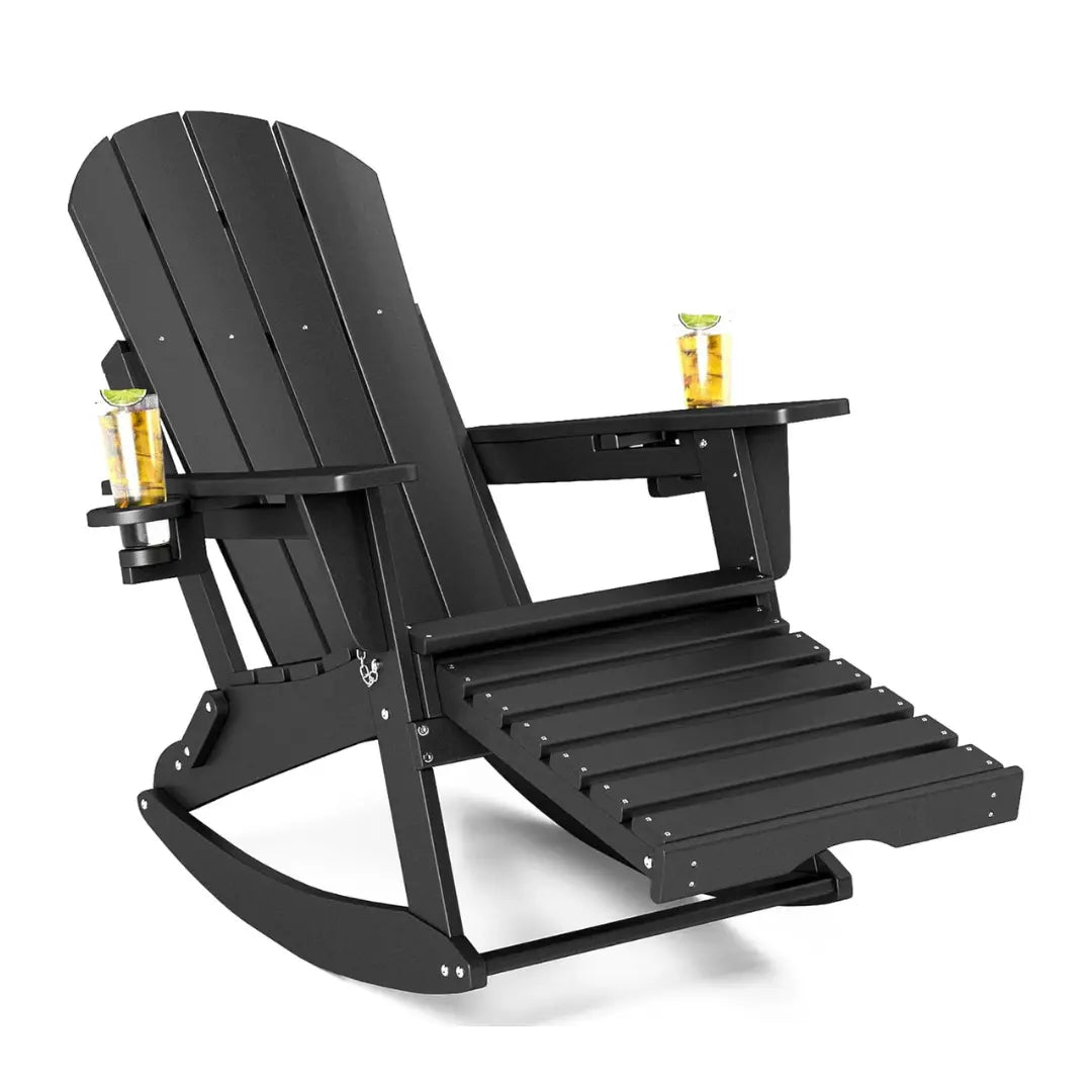 Classic Adirondack Rocking Chair with Ottoman Foowin